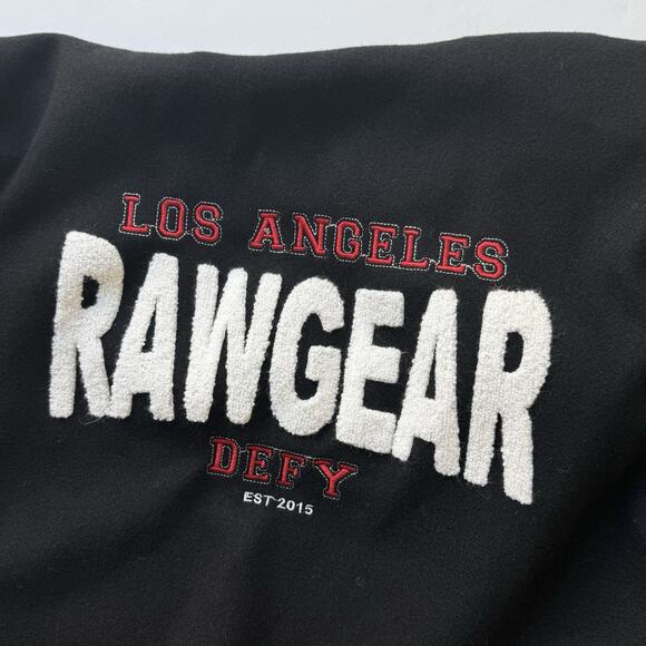 RawGear Los Angeles Varsity Hoodie Jacket Bomber Men’s L Black White Letterman - Picture 6 of 7